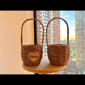 Little basket for flower girl Easter plant pot X2